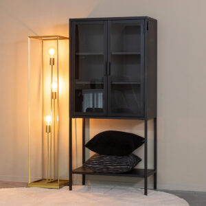 LABEL51 Vitrinekast Level - Zwart - Metaal - Vitrinekast 150 cm