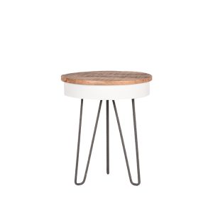 LABEL51 Bijzettafel Saria - Wit - Metaal - 44 cm - Rond