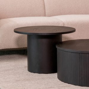 LABEL51 Salontafel Oliva - Zwart - Eiken - 60 cm - Rond