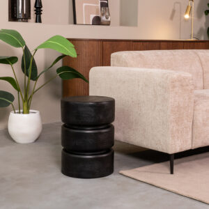 LABEL51 Bijzettafel Milly zwart mangohout 35 cm rond kopen