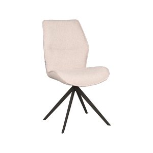 LABEL51 Eetkamerstoel Comfy - Naturel - Boucle - Zwart Metalen Frame