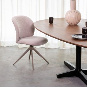 LABEL51 Eetkamerstoel Kimo - Naturel - Boucle - Taupe Metalen Frame