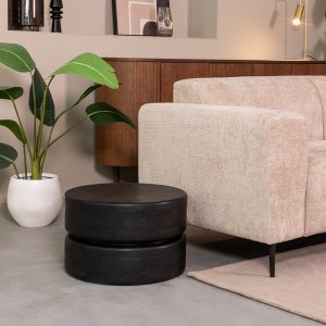 LABEL51 Salontafel Milly - Zwart - Mangohout - 50 cm - Rond