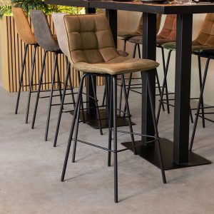 LABEL51 Barkruk Bistro - Moss - Micro Suede - Hoog