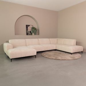 LABEL51 Bank Merido - Naturel Raven | Zwart Metaal - Velvet - U-Bank Rechts