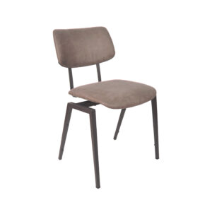 LABEL51 Eetkamerstoel Stapelbaar - Taupe - Kunstleder - Zwart Metalen Frame