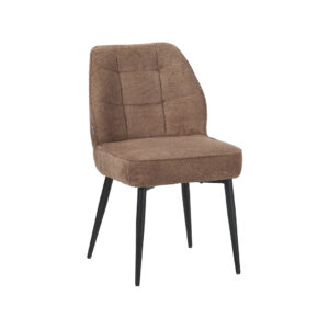 LABEL51 Eetkamerstoel Liam - Taupe - Geweven - Zwart Metalen Frame