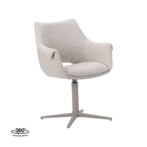 LABEL51 Eetkamerstoel Nozomi - Naturel - Boucle - Taupe Metalen Frame