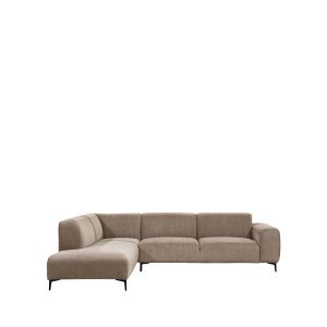 LABEL51 Hoekbank Merido - Taupe Raven | Zwart Metaal - Velvet - Hoekbank Links