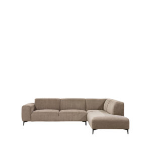 LABEL51 Hoekbank Merido - Taupe Raven | Zwart Metaal - Velvet - Hoekbank Rechts