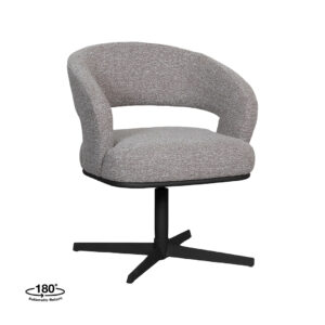 LABEL51 Eetkamerstoel Monaco - Mushroom - Boucle - Zwart Metalen Frame