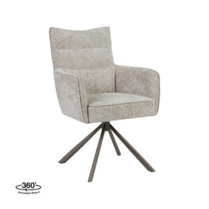 LABEL51 Eetkamerstoel Dubai - Naturel - Chenille - Brons Metalen Frame