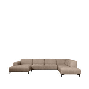 LABEL51 Bank Merido - Taupe Raven | Zwart Metaal - Velvet - U-Bank Rechts