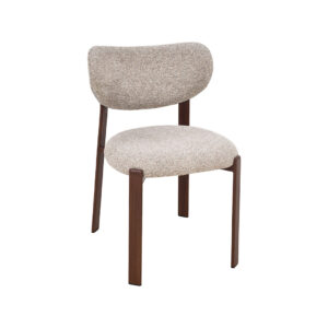 LABEL51 Eetkamerstoel Mika - Beige - Geweven - Walnoot Houtlook Metaal