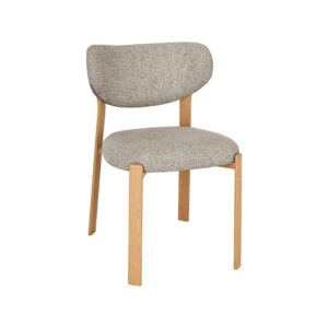 LABEL51 Eetkamerstoel Mika - Beige - Geweven - Naturel Houtlook Metaal