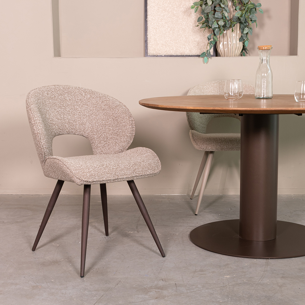 LABEL51 Eetkamerstoel Sakura - Mushroom - Boucle - Brons Metalen Frame