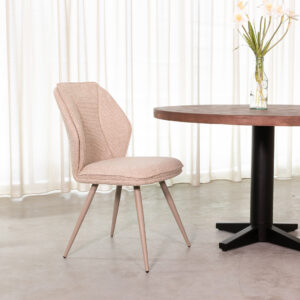 LABEL51 Eetkamerstoel Silvain - Naturel - Boucle - Taupe Metalen Frame