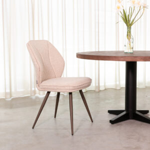 LABEL51 Eetkamerstoel Silvain - Naturel - Boucle - Brons Metalen Frame