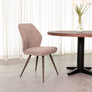 LABEL51 Eetkamerstoel Silvain - Mushroom - Boucle - Brons Metalen Frame