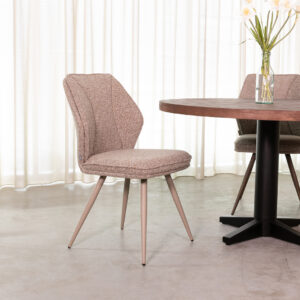 LABEL51 Eetkamerstoel Silvain - Mushroom - Boucle - Taupe Metalen Frame