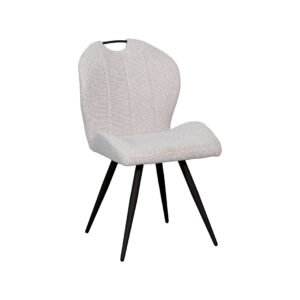 LABEL51 Eetkamerstoel Silly - Naturel - Boucle - Zwart Metalen Frame