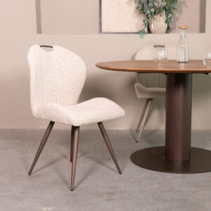 LABEL51 Eetkamerstoel Silly - Naturel - Boucle - Brons Metalen Frame