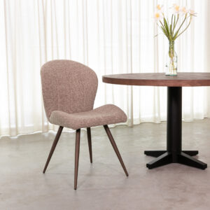 LABEL51 Eetkamerstoel Sil - Mushroom - Boucle - Brons Metalen Frame