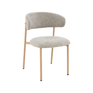 LABEL51 Eetkamerstoel Kaito - Beige - Geweven - Naturel Houten Frame