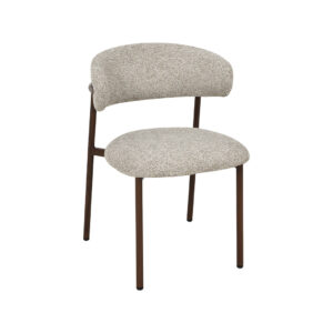 LABEL51 Eetkamerstoel Kaito - Beige - Geweven - Walnoot Houten Frame