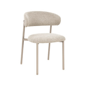 LABEL51 Eetkamerstoel Kaito - Beige - Geweven - Beige Metalen Frame