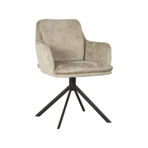 LABEL51 Eetkamerstoel Joy - Beige - Chenille - Zwart Metalen Frame