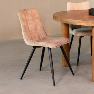 LABEL51 Eetkamerstoel Jelt - Zand - Velvet - Zwart Metalen Frame