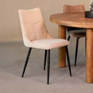 LABEL51 Eetkamerstoel Riv - Naturel - Geweven - Zwart Metalen Frame