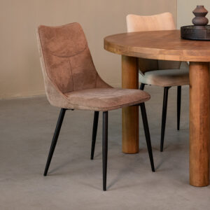 LABEL51 Eetkamerstoel Riv - Clay - Geweven - Zwart Metalen Frame