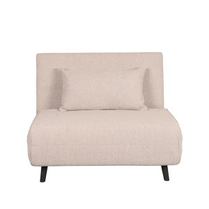 LABEL51 Slaapbank Single - Naturel - Boucle - Single | Zwarte Poot