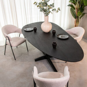 LABEL51 Eetkamertafel Rosie zwart mangohout 220 cm kopen