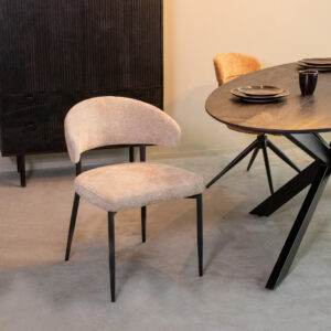 LABEL51 Eetkamerstoel Bliss - Clay - Chenille - Zwart Metalen Frame