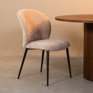 LABEL51 Eetkamerstoel Vino - Clay - Chenille - Zwart Metalen Frame