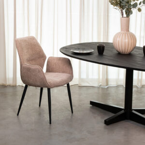 LABEL51 Eetkamerstoel Morris - Clay - Chenille - Zwart Metalen Frame