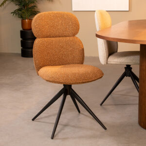 LABEL51 Eetkamerstoel Finn - Coral - Boucle - Zwart Metalen Frame