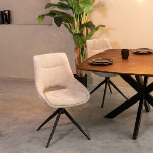 LABEL51 Eetkamerstoel Marlow - Clay - Chenille - Zwart Metalen Frame