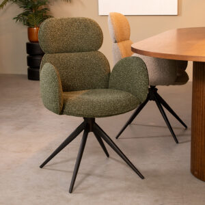 LABEL51 Eetkamerstoel Vidar - Forest - Boucle - Zwart Metalen Frame