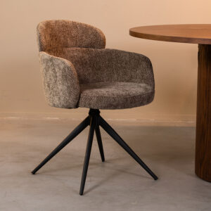 LABEL51 Eetkamerstoel Levi - Hunter - Chenille - Zwart Metalen Frame