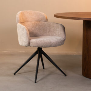 LABEL51 Eetkamerstoel Levi - Clay - Chenille - Zwart Metalen Frame