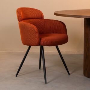 LABEL51 Eetkamerstoel Dinner - Rust - Geweven - Zwart Metalen Frame