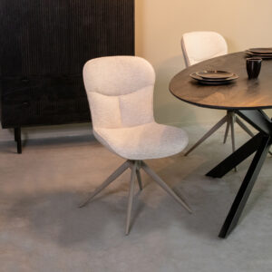 LABEL51 Eetkamerstoel Thorben - Naturel - Geweven - Taupe Metalen Frame