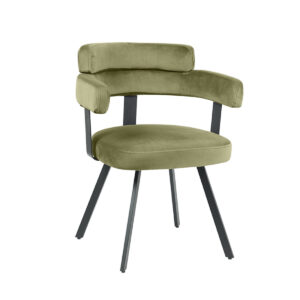 LABEL51 Eetkamerstoel Bardio - Hunter - Velvet - Zwart Metalen Frame