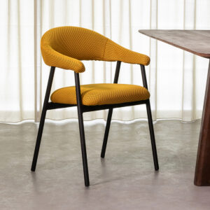 LABEL51 Eetkamerstoel Amaze - Oker - Geweven - Zwart Metalen Frame