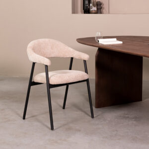 LABEL51 Eetkamerstoel Amaze - Clay - Chenille - Zwart Metalen Frame