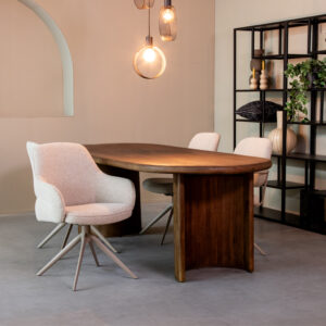 LABEL51 Eetkamerstoel Bern - Naturel - Boucle - Taupe Metalen Frame